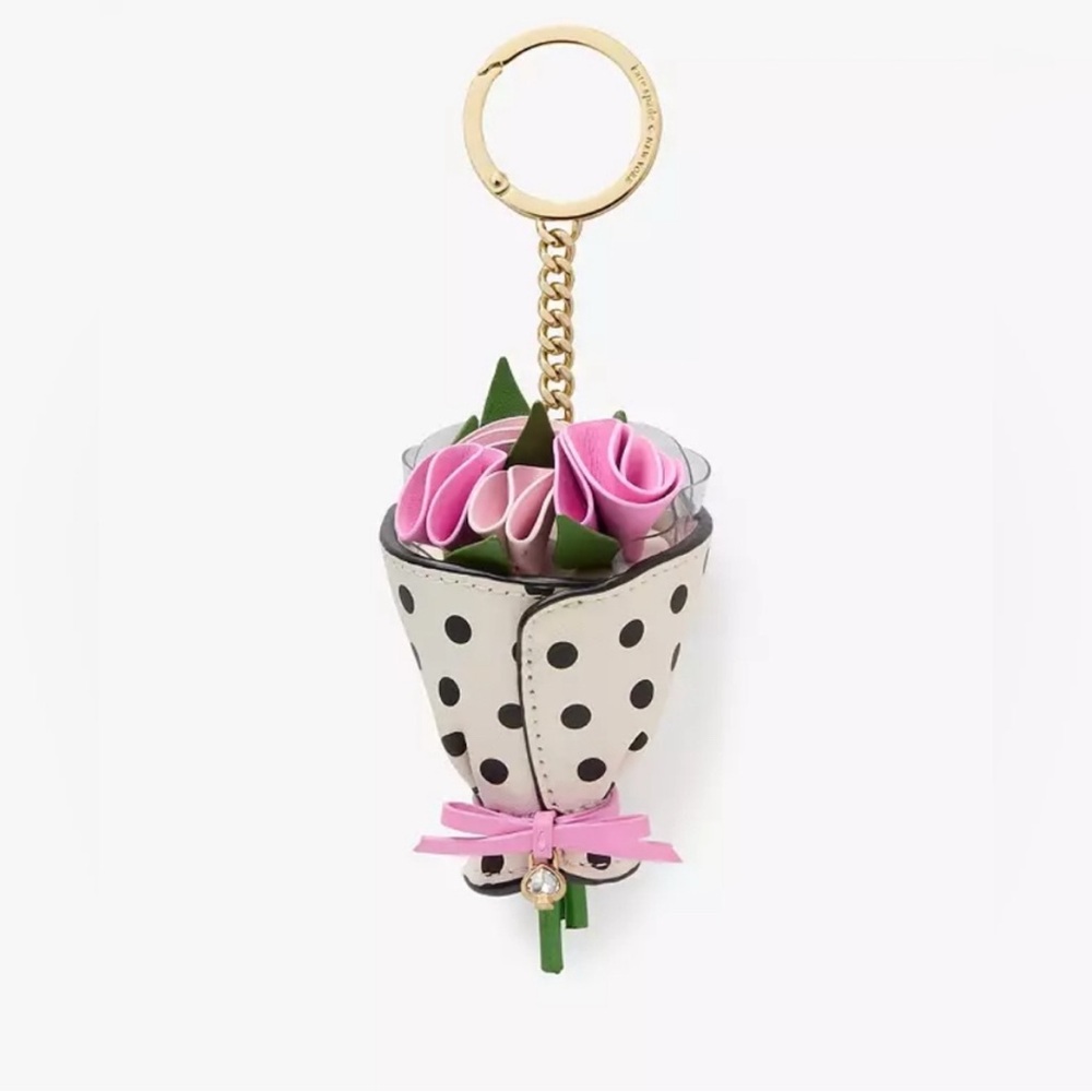 New Kate Spade Flora 3D Flower Bouquet Bag Charm KK974 Keychain